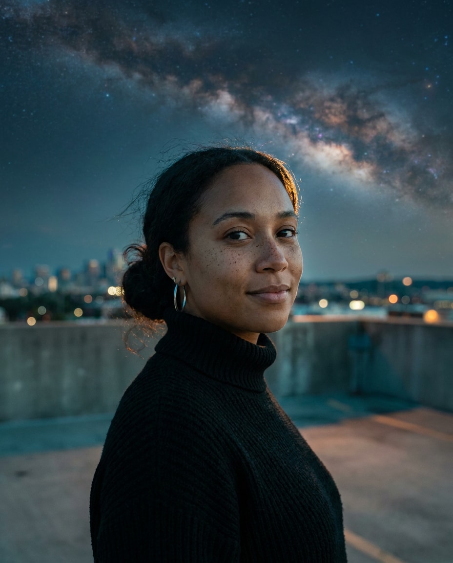 rooftop milky way glow photo