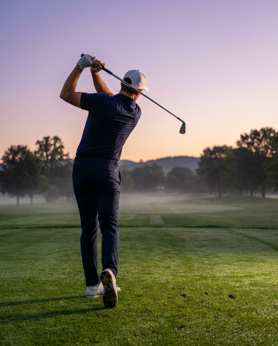 golf swing twilight photo