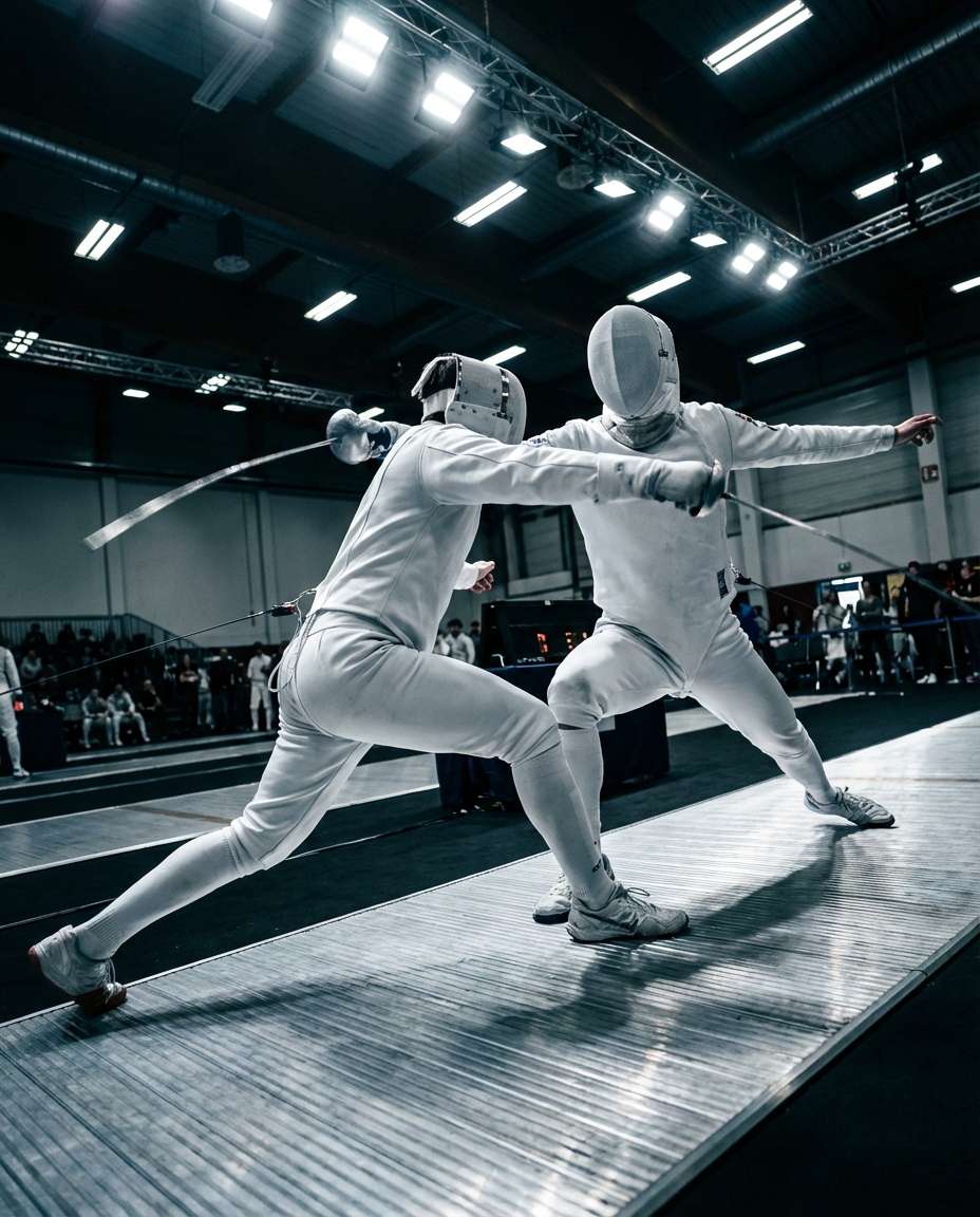 fencing lunge flash photo
