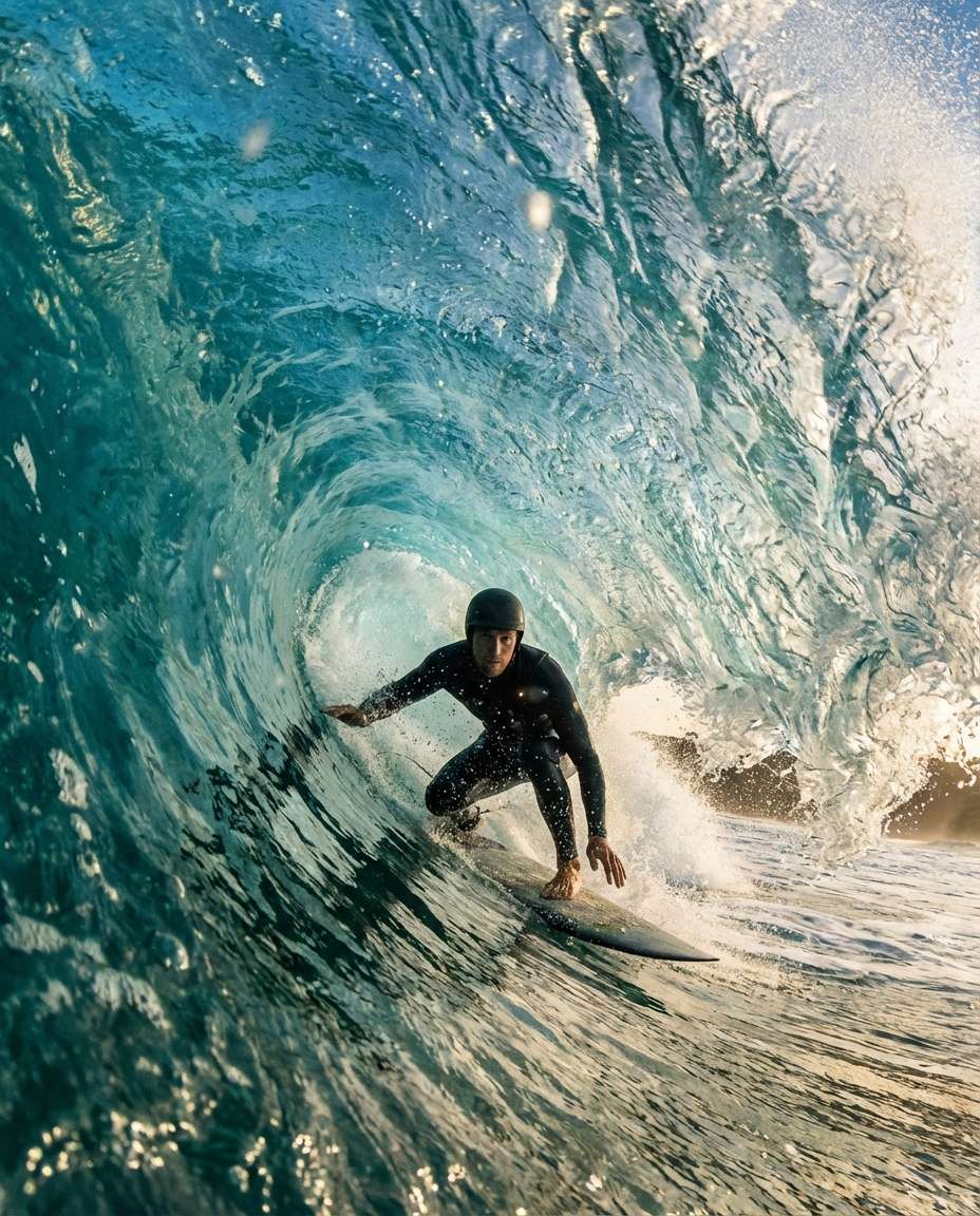 surfer barrel moment photo