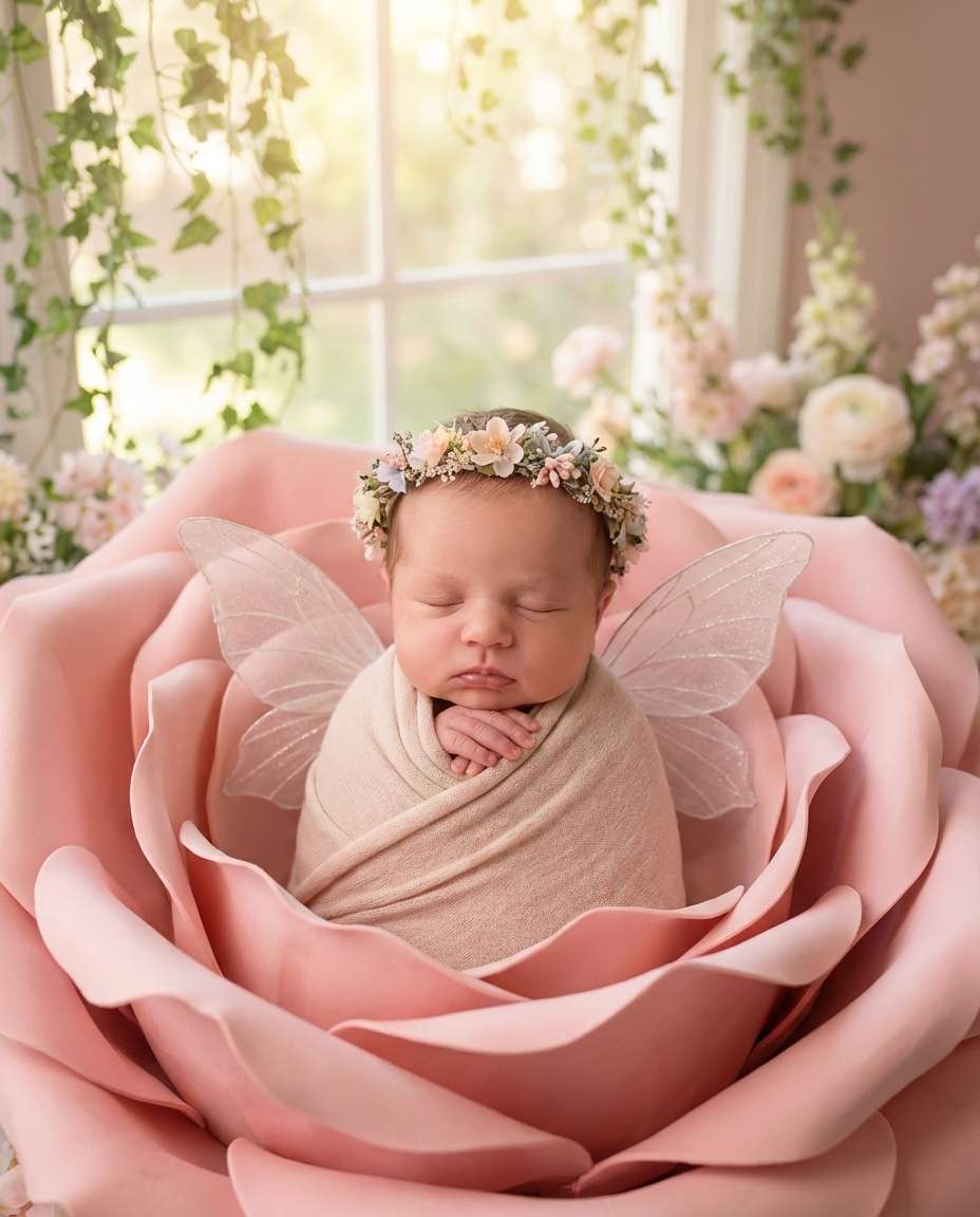 petal cradle newborn photo