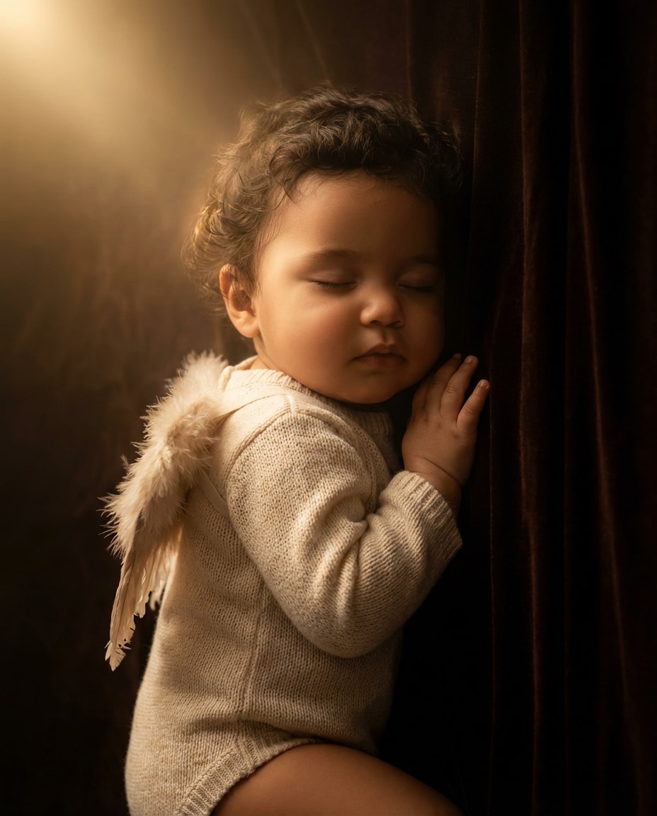 golden cherub close photo