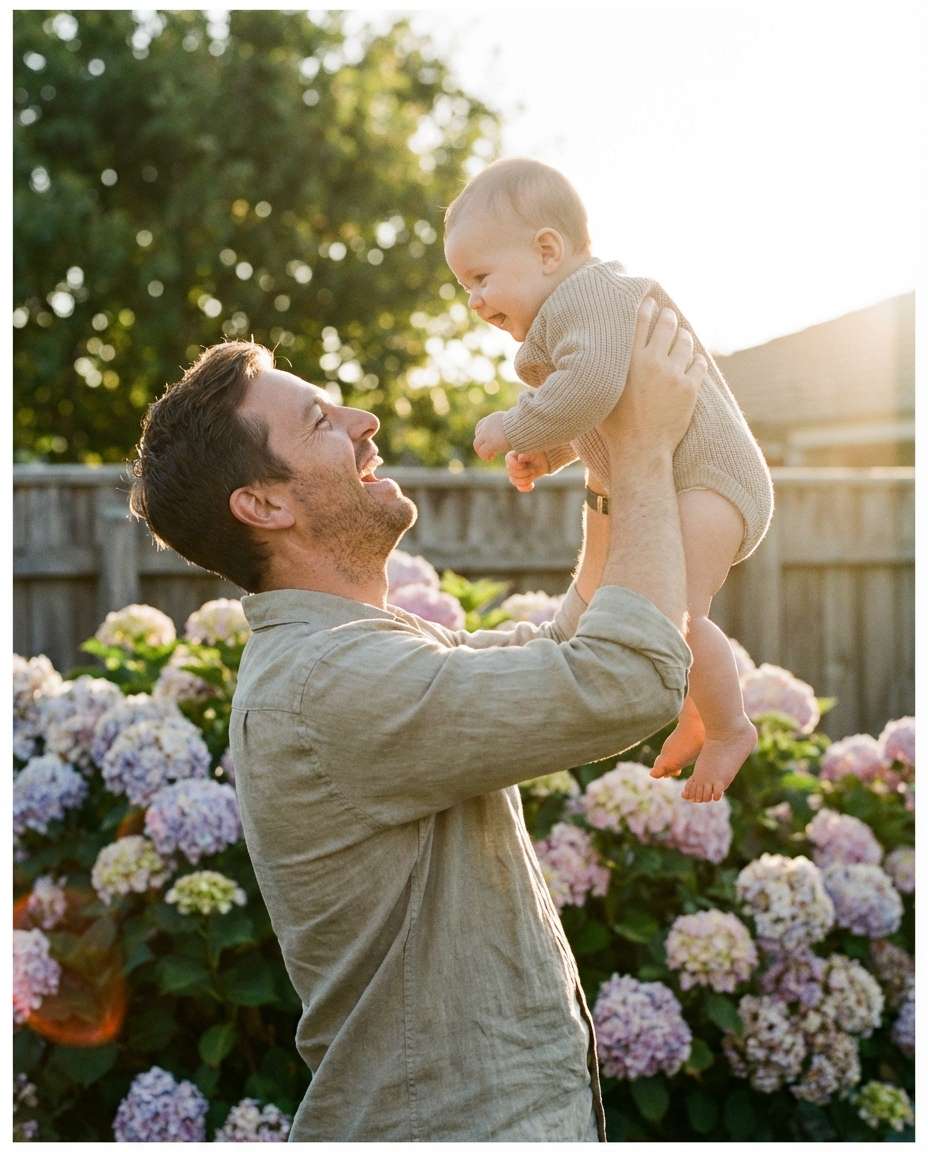 father and garden photo