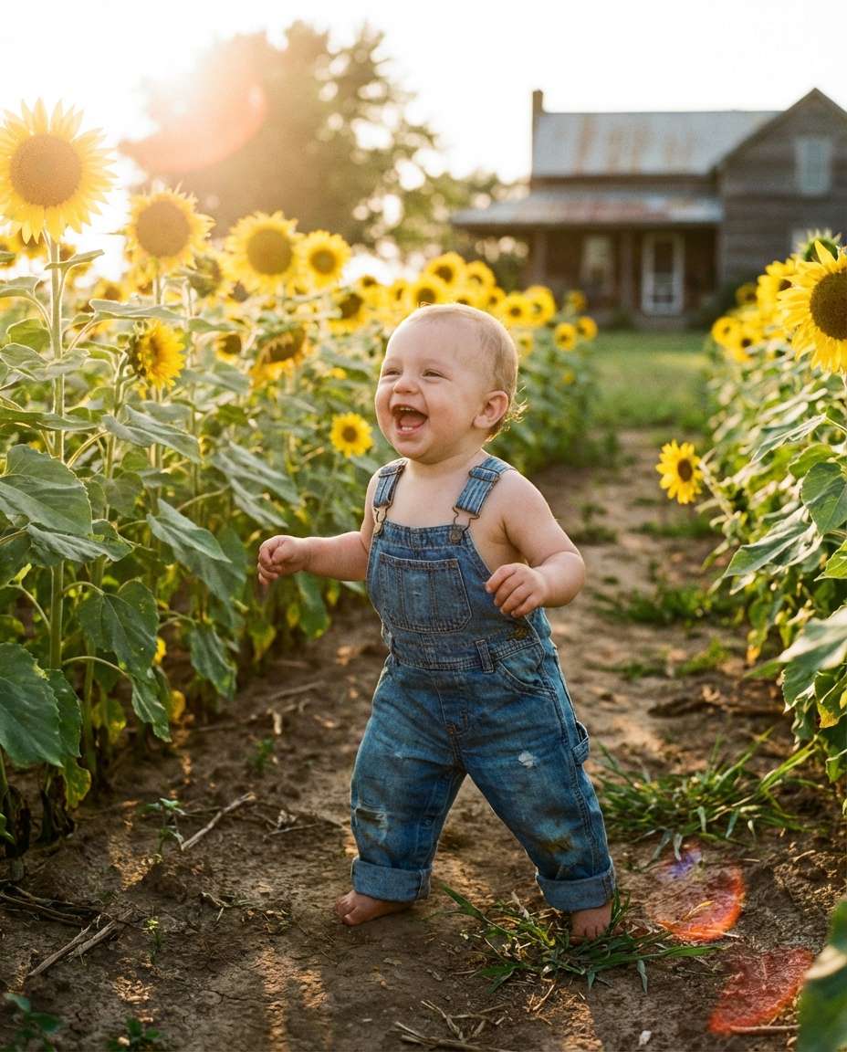 sunflower overalls smile photo