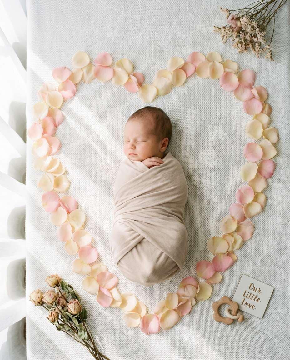 rose petal flat lay photo