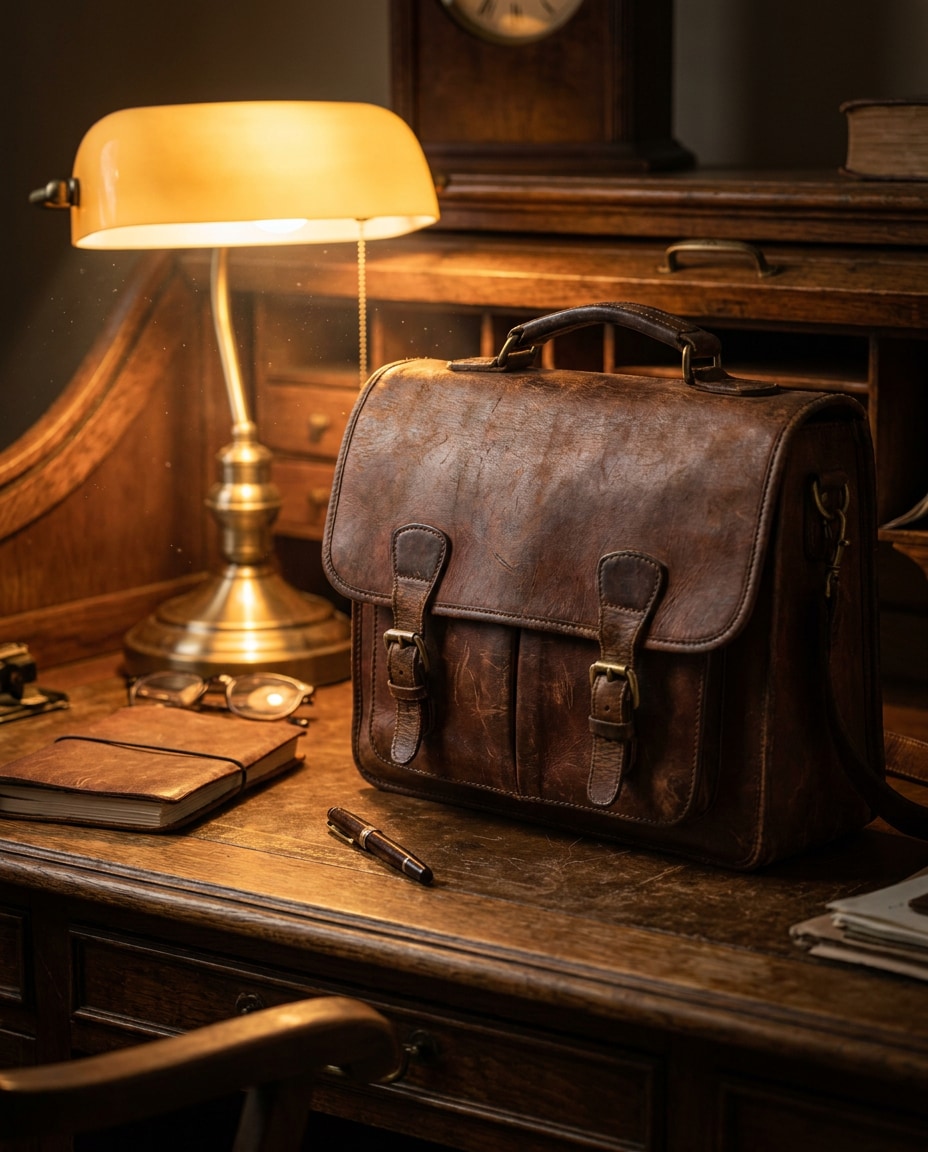 vintage leather satchel photo
