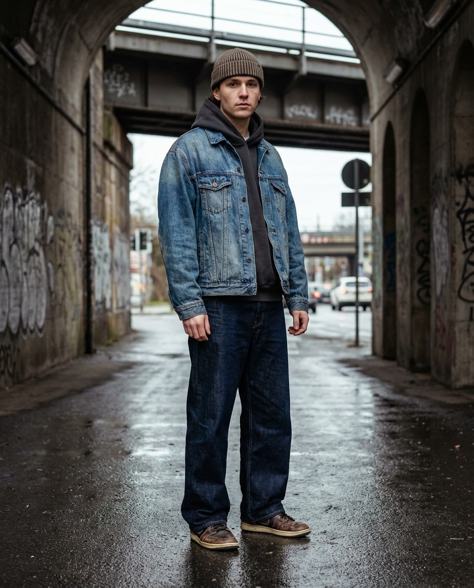 oversized denim layers photo