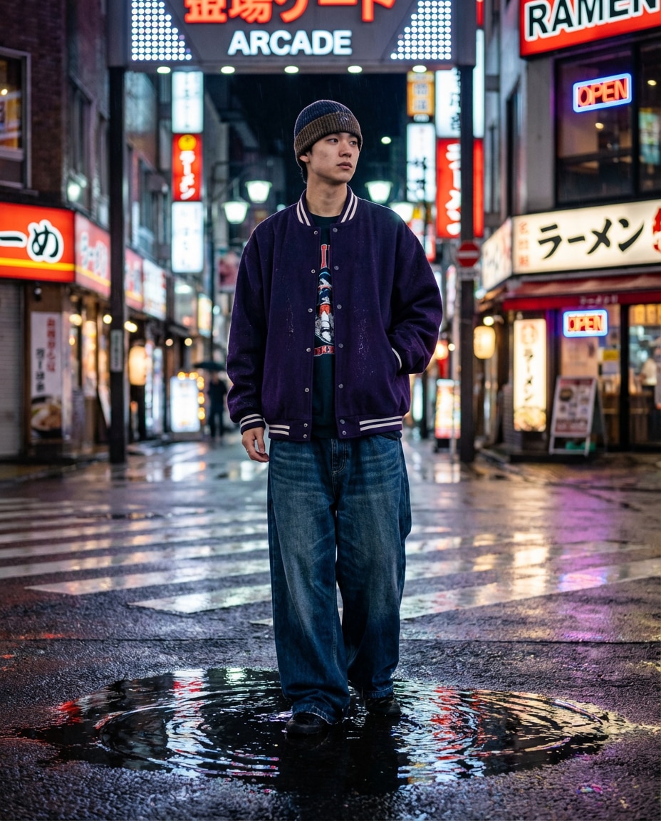 night neon crosswalk photo