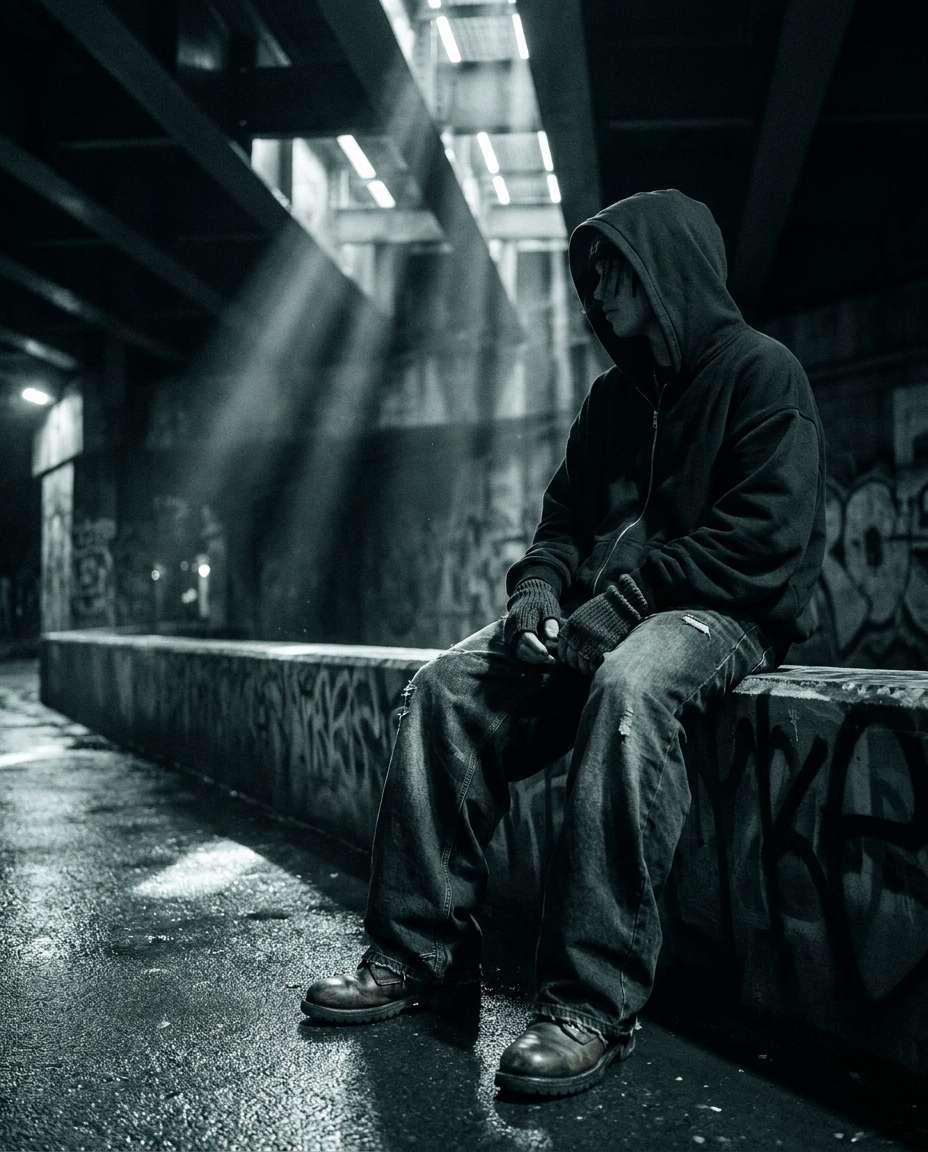 underpass dramatic light photo