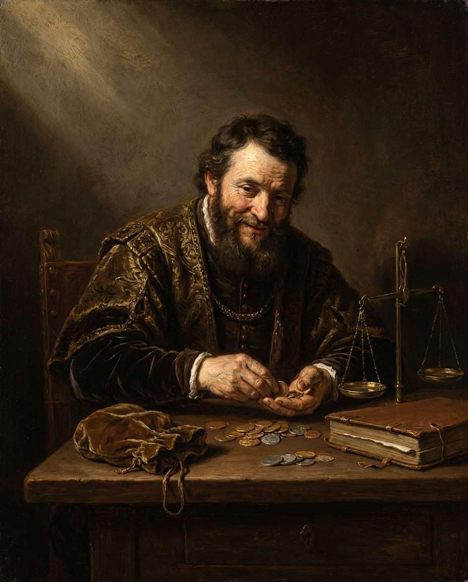 merchant with coins photo