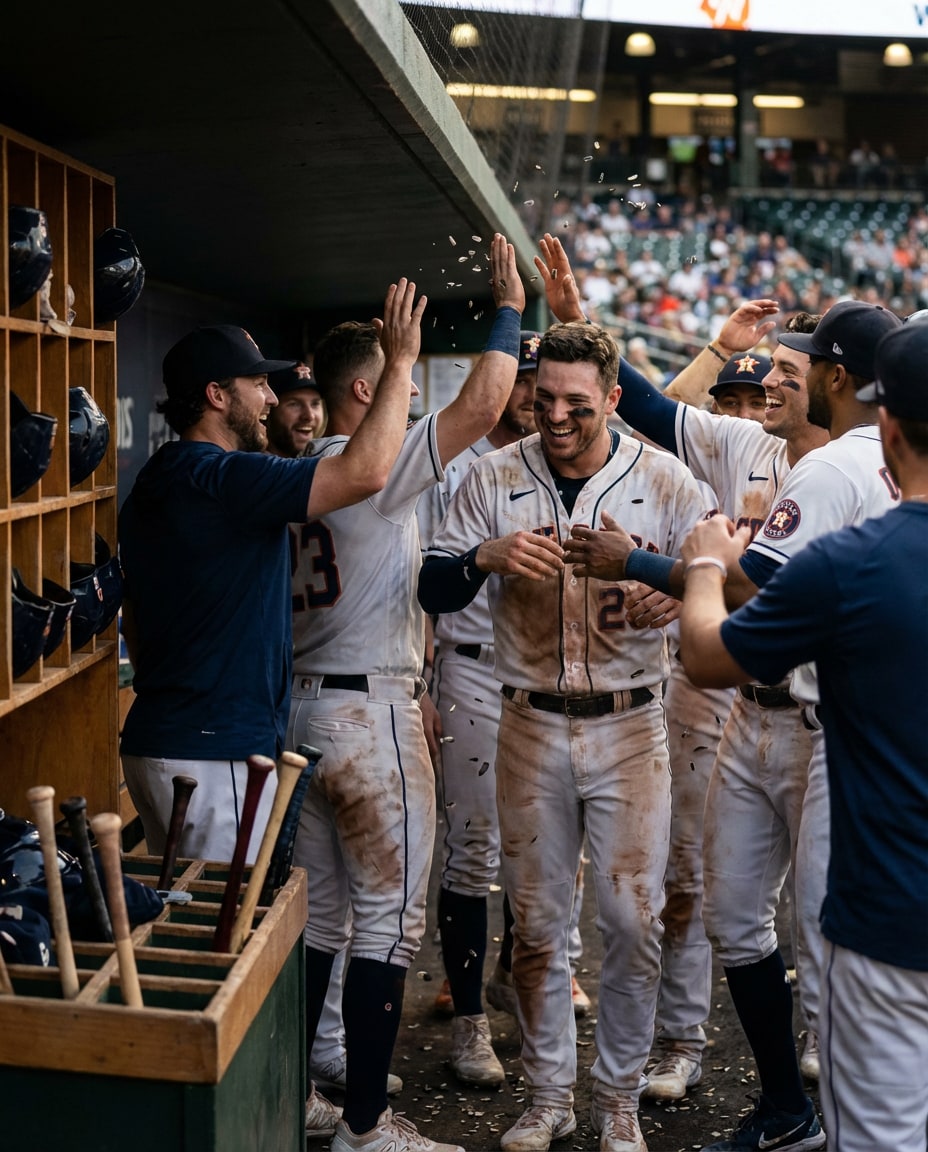 dugout celebration photo