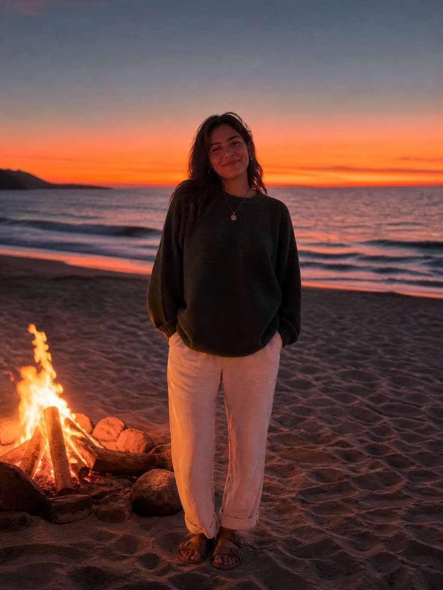 Sunset Silhouette With Fire Glow photo