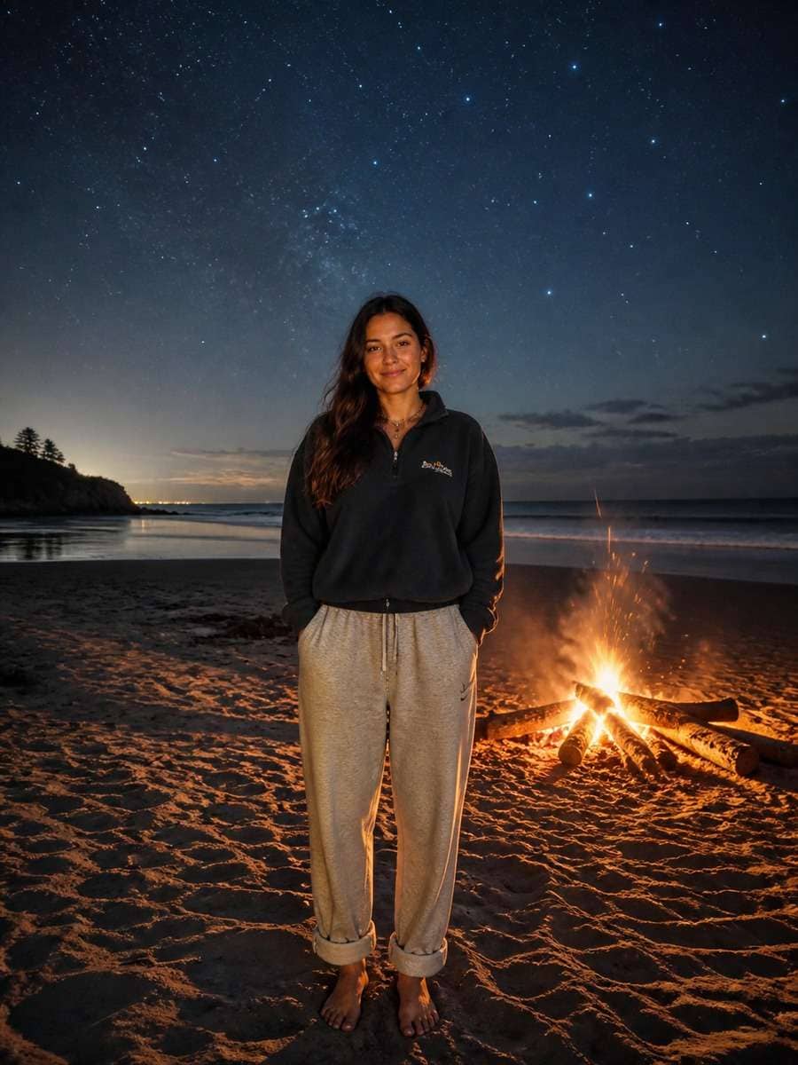 Starry Sky Beach Campfire photo