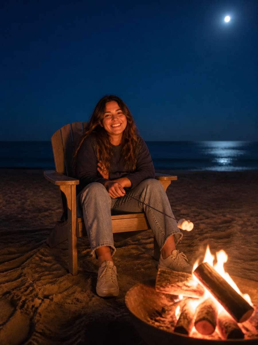 Cozy Night Bonfire Scene photo