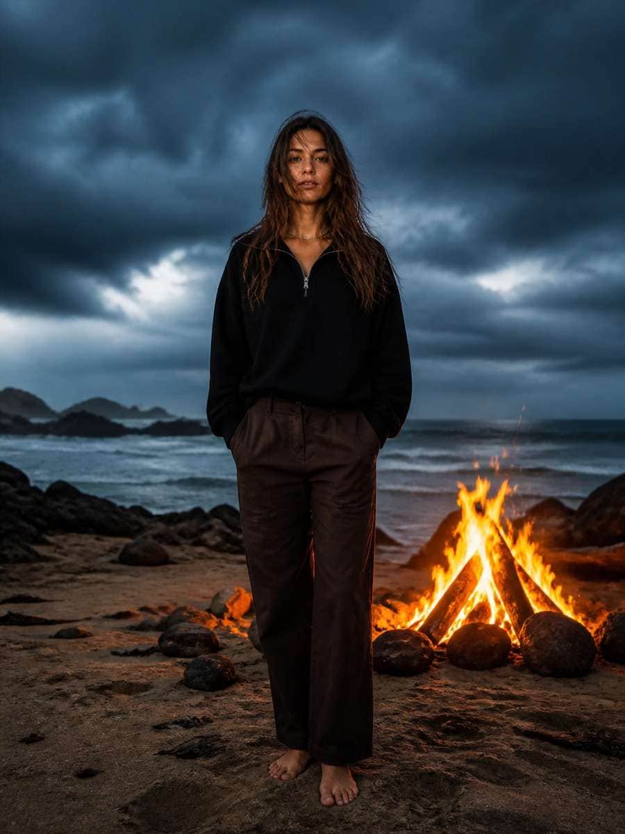 Moody Stormy Coast Bonfire photo