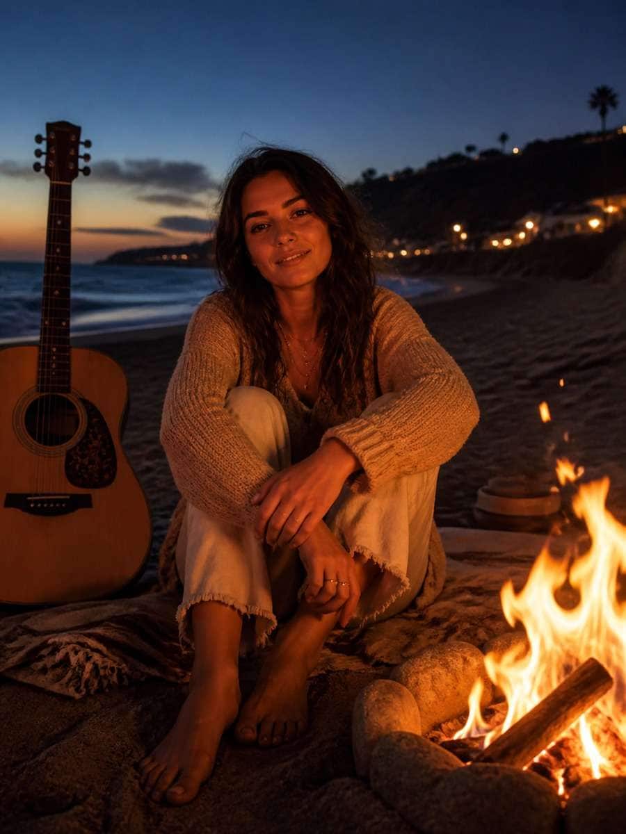 Acoustic Music Beach Bonfire photo
