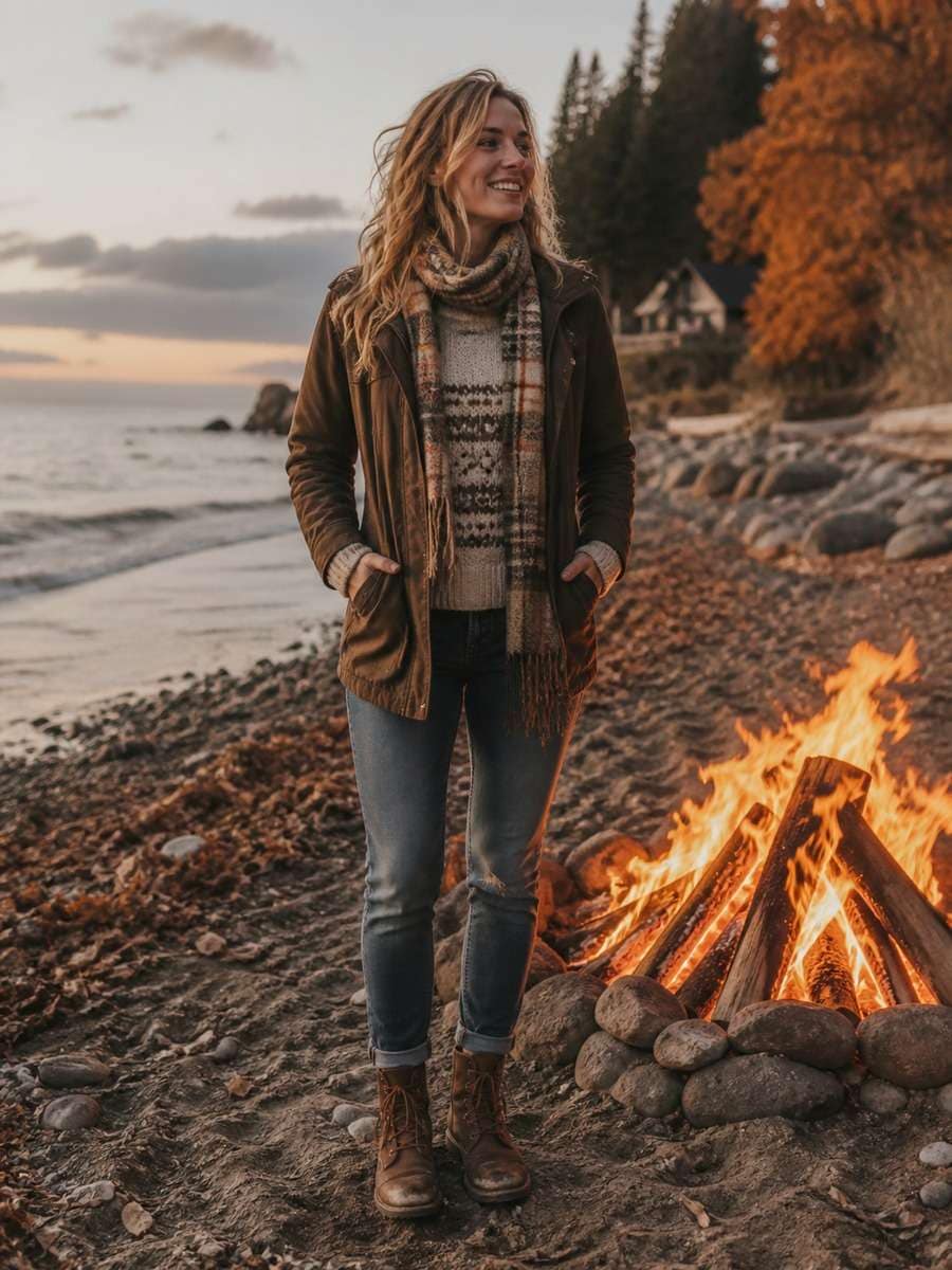 Coastal Autumn Bonfire Mood photo