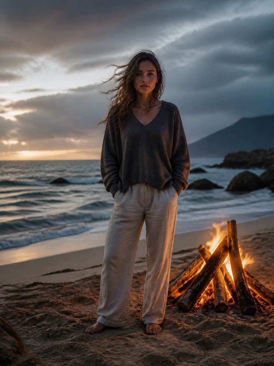 Ocean Breeze Campfire Portrait photo