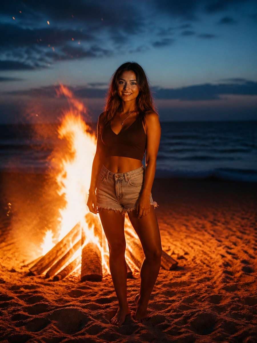 Cinematic Blue Hour Bonfire photo
