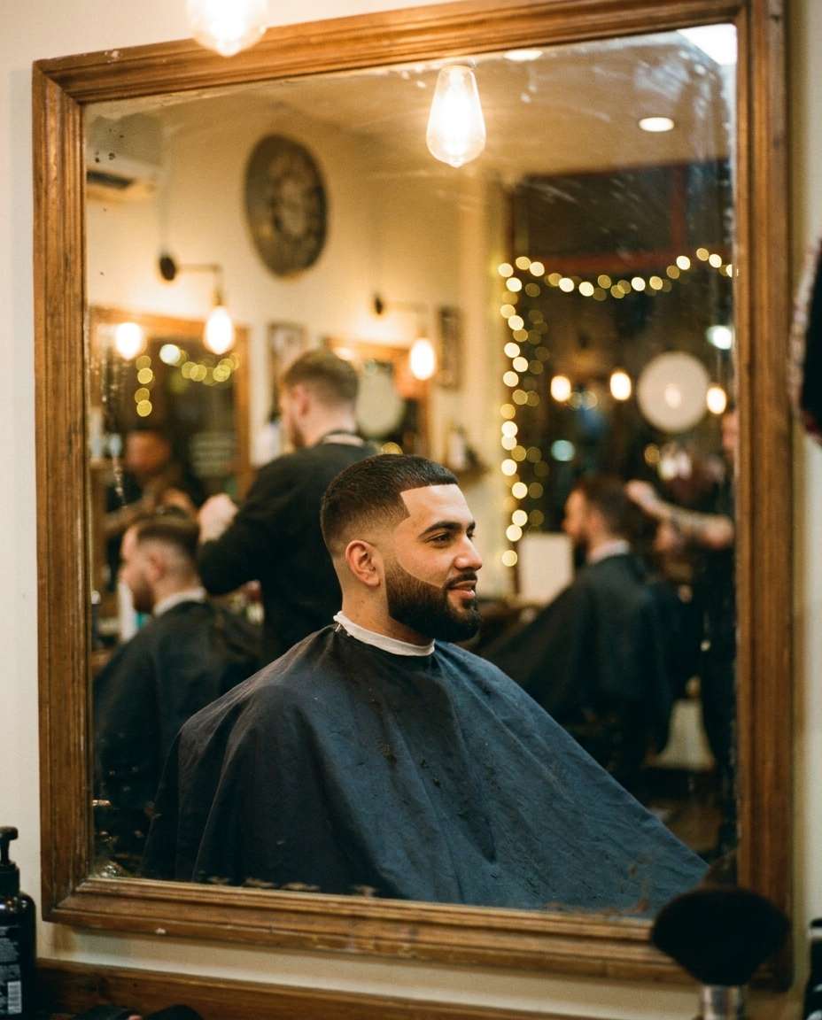 barbershop mirror shot photo