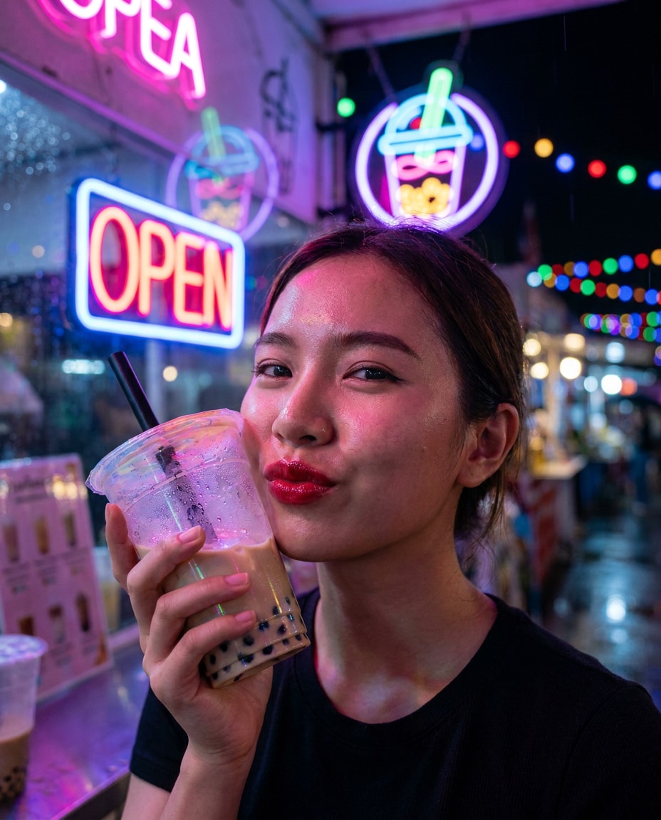 neon bubble tea photo