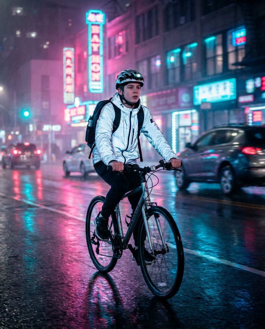 neon city night ride photo