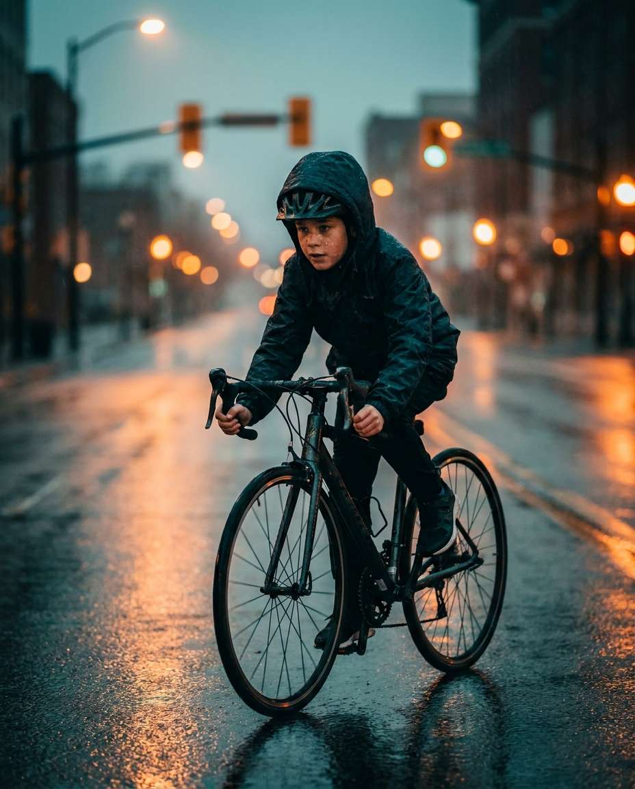 rainy cinematic sprint photo