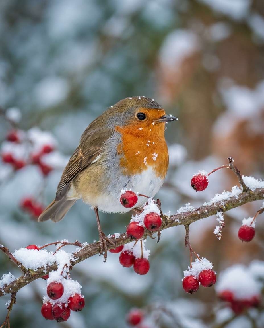 robin cozy snow photo