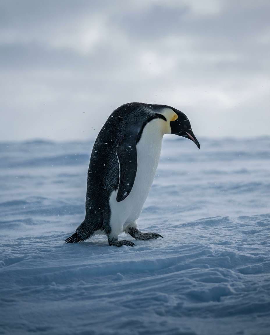 penguin snow walk photo