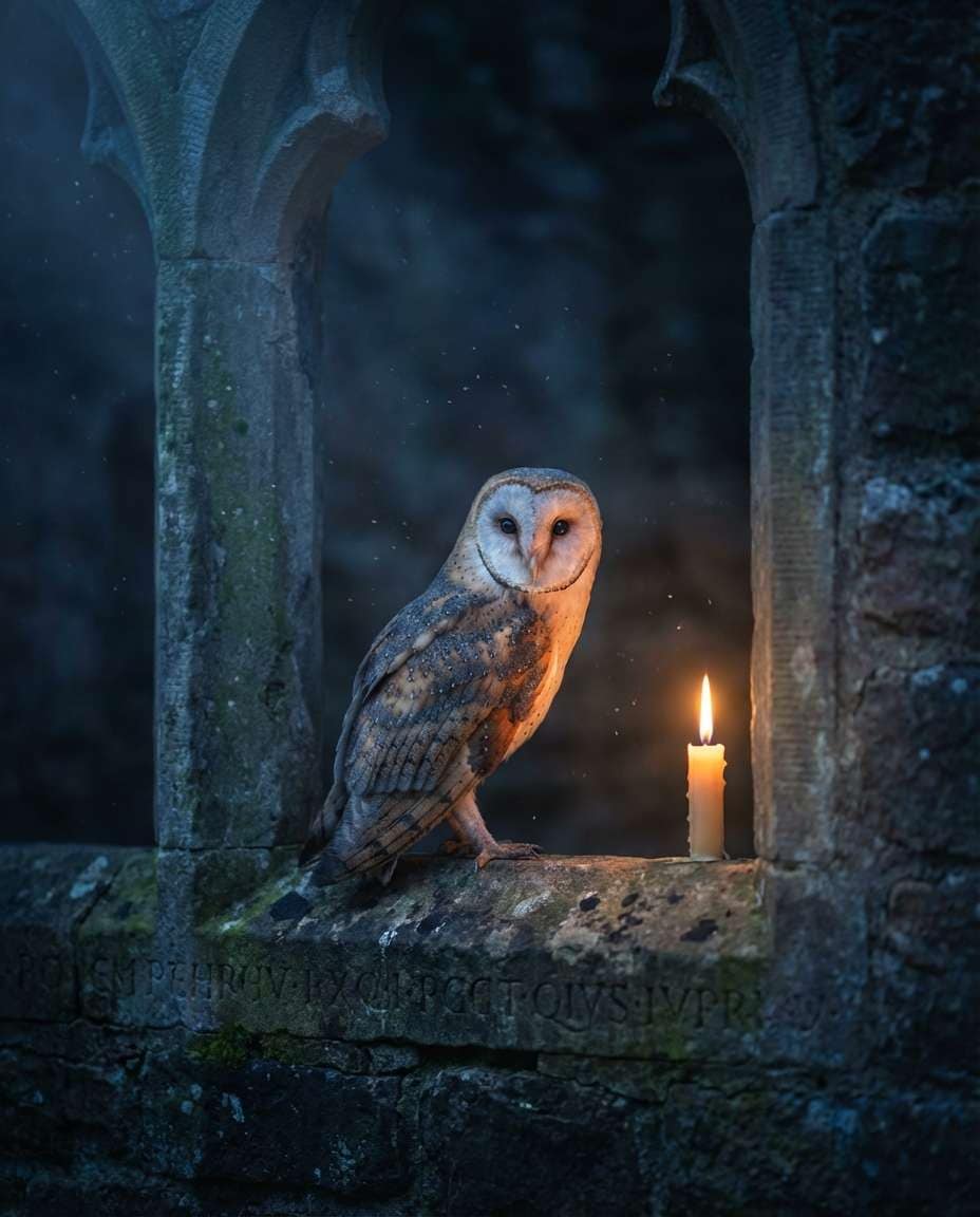 owl candlelit gothic photo