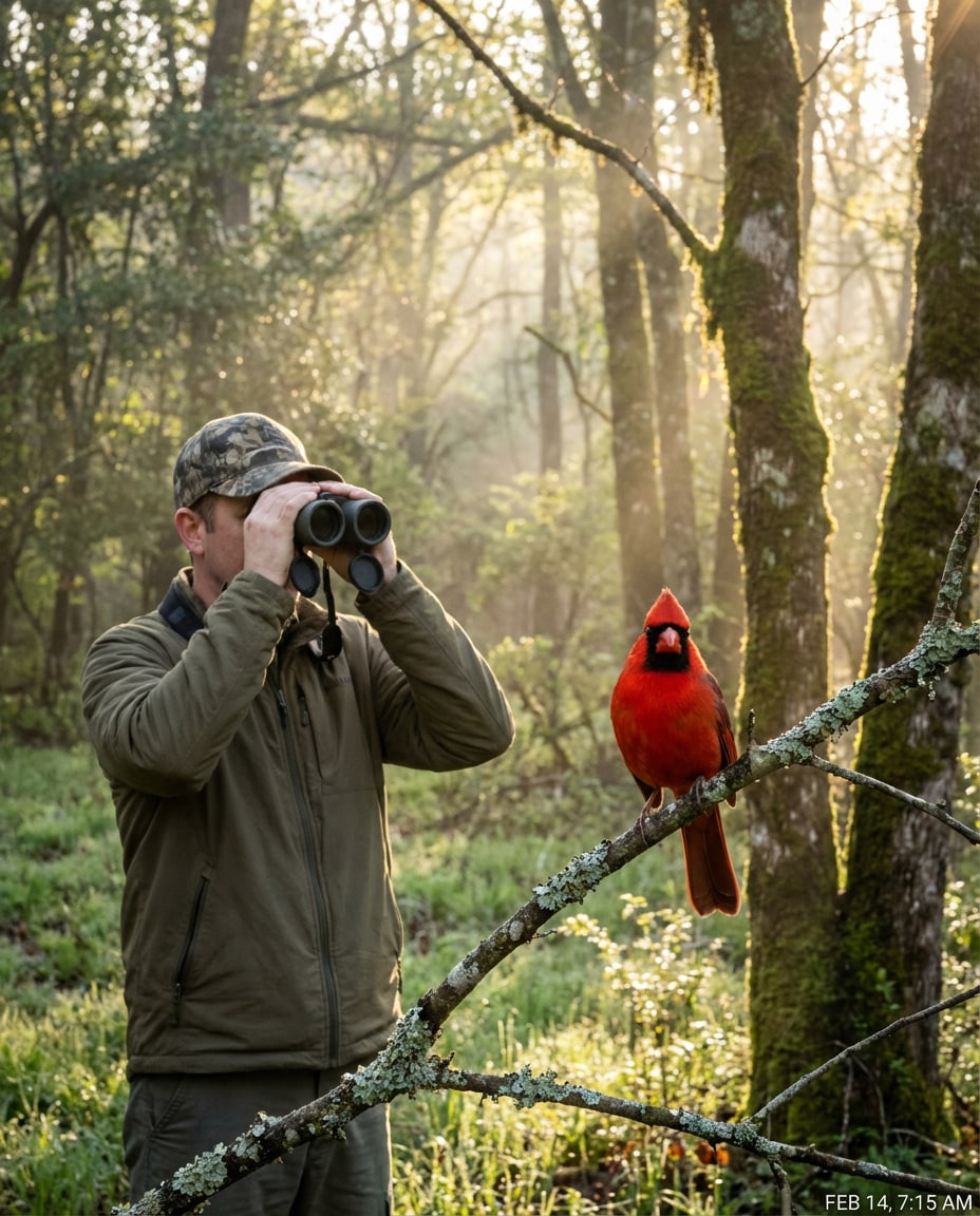 birdwatcher binocular scene photo