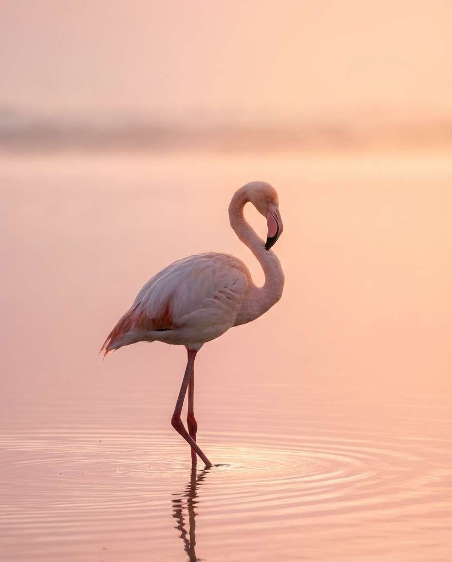 flamingo pastel lake photo