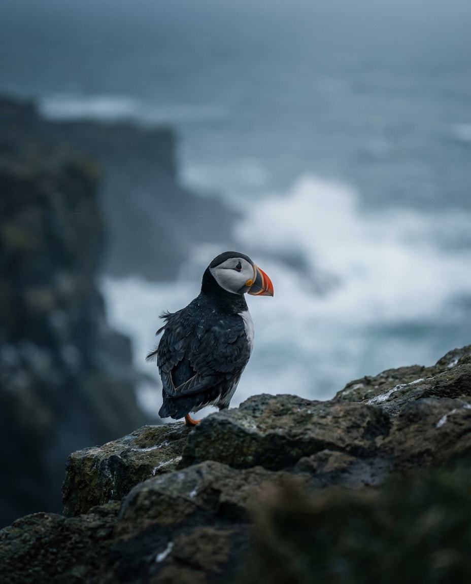 puffin cliff portrait photo