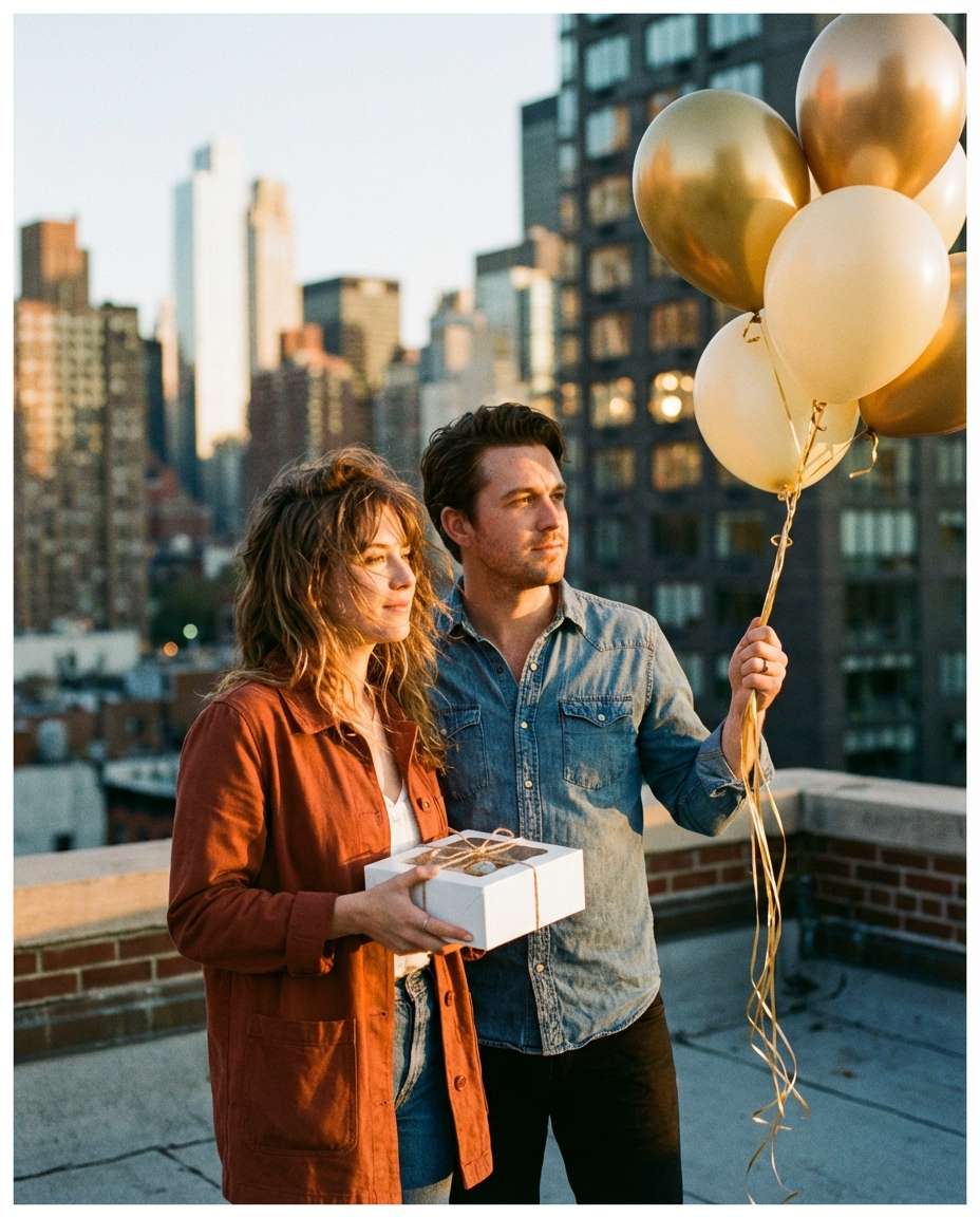 golden hour rooftop photo