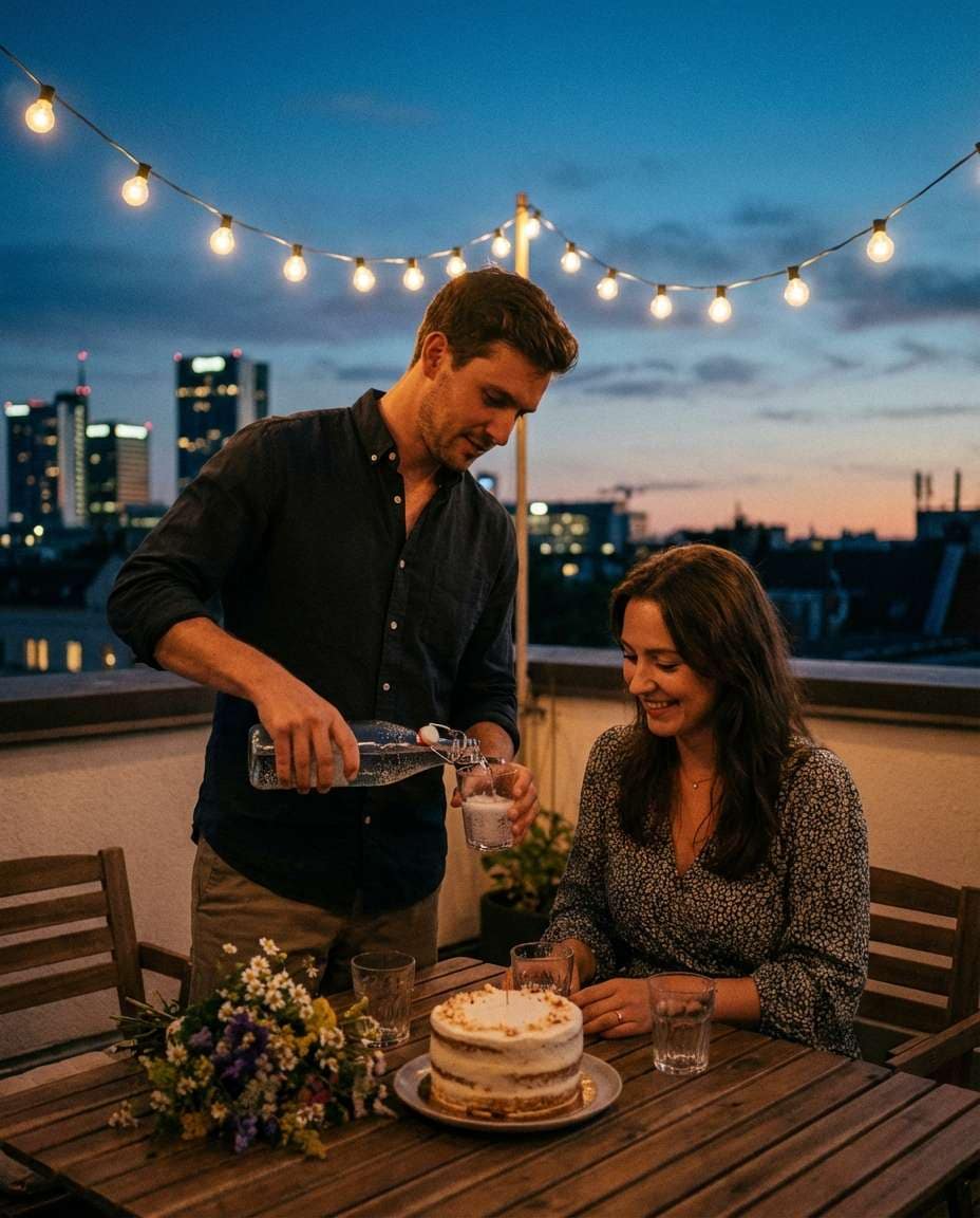 rooftop dinner date photo