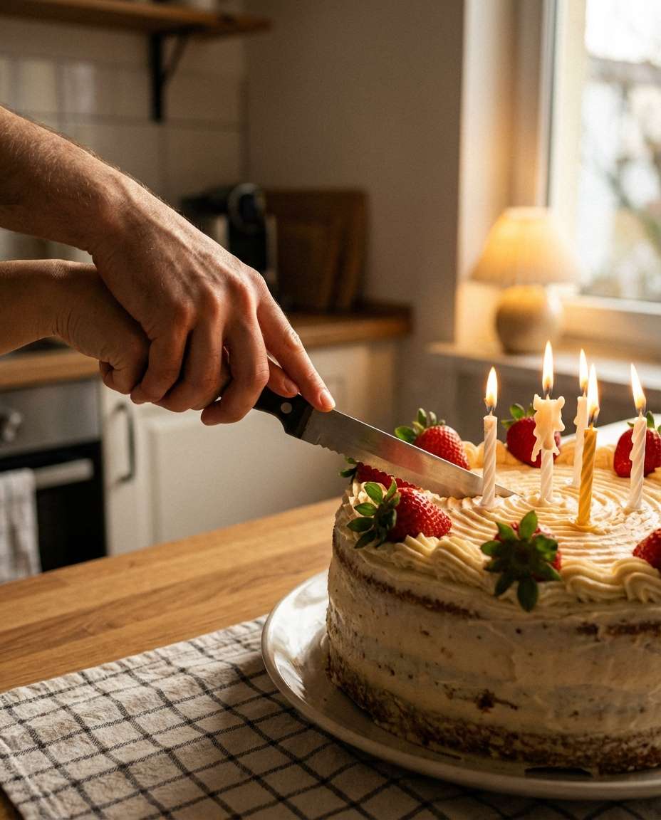 cake cutting closeup photo