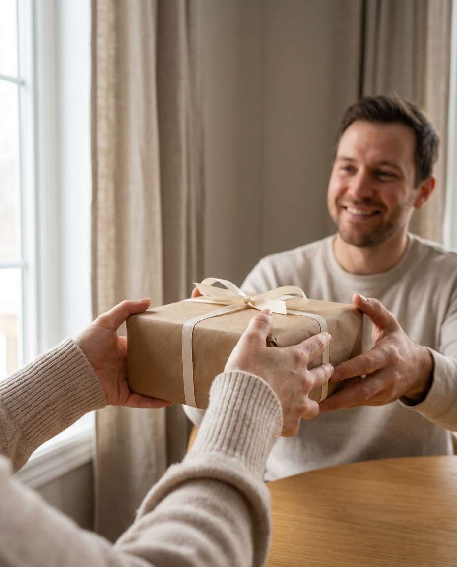 hands and gift closeup photo