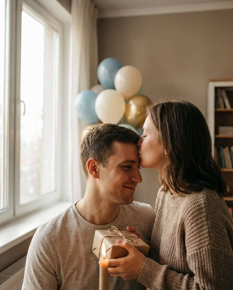 couple forehead kiss photo