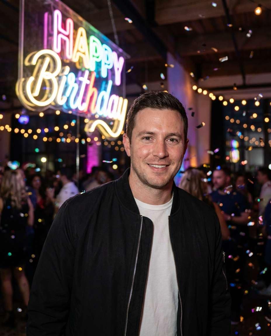 neon party portrait photo
