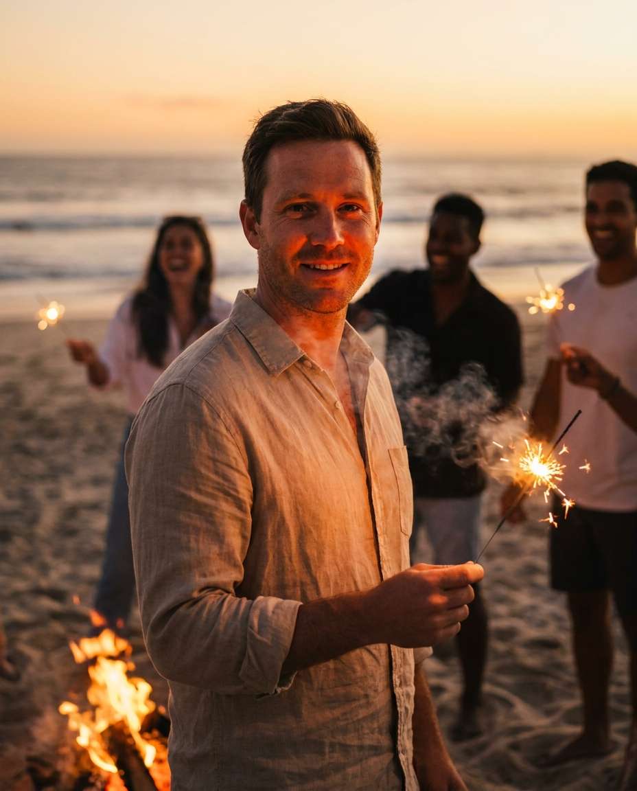 beach bonfire photo