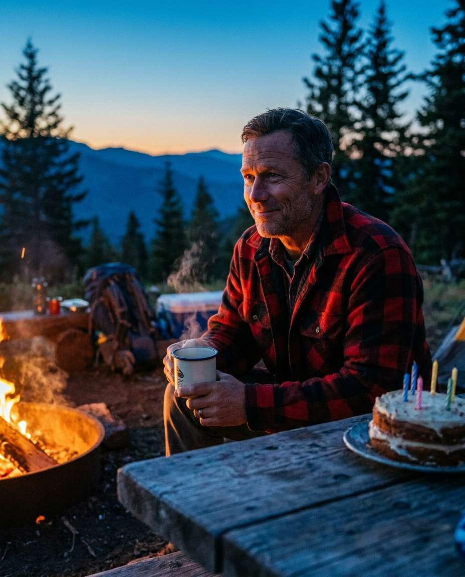 mountain campfire toast photo