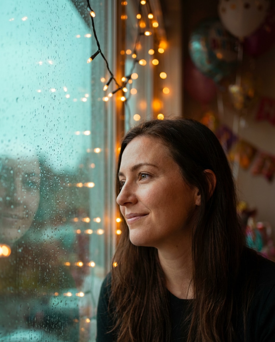 cinematic window rain photo