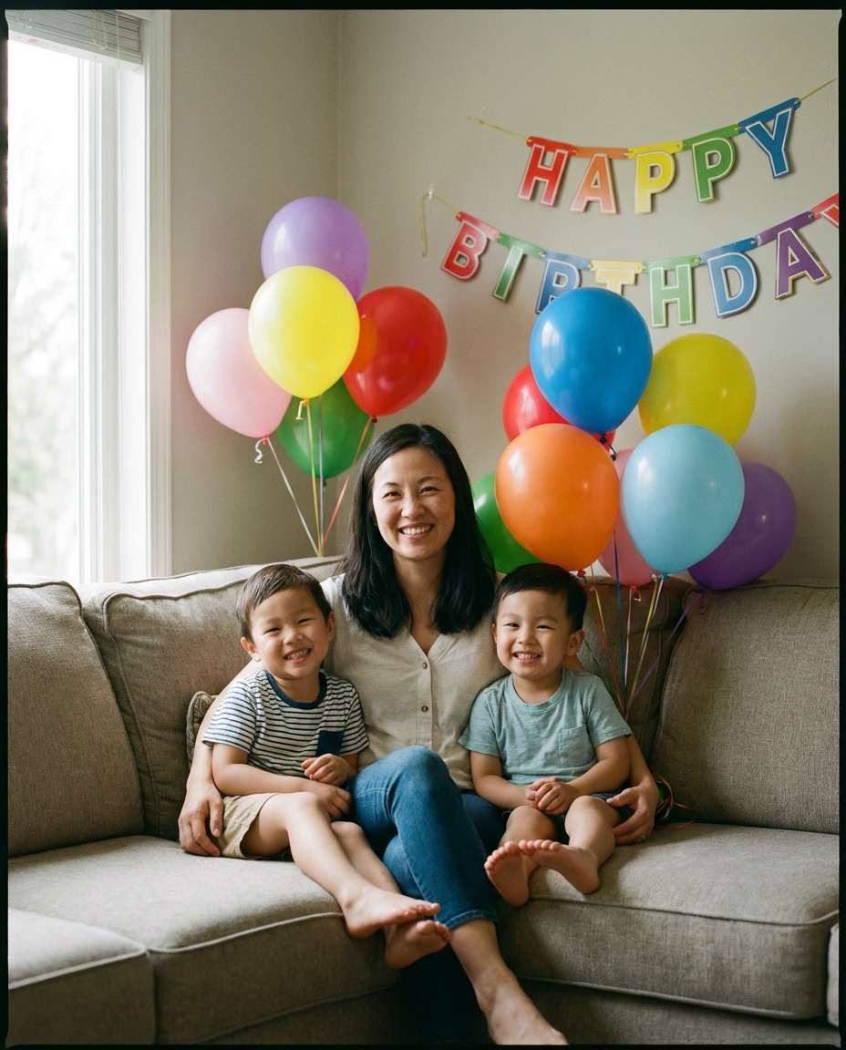 mother and kids trio photo