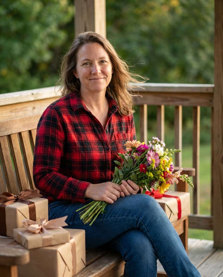 sunlit porch portrait photo