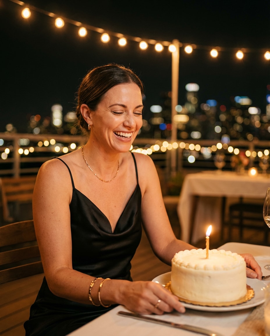candlelit rooftop dinner photo