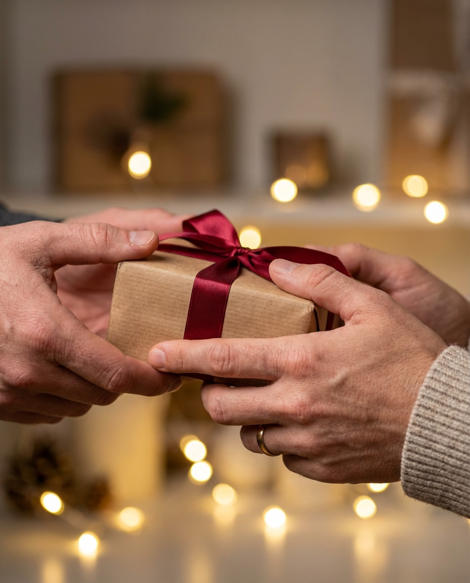 gifting closeup hands photo