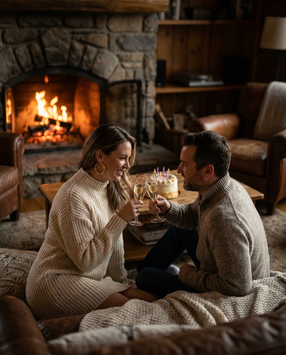 fireplace evening toast photo
