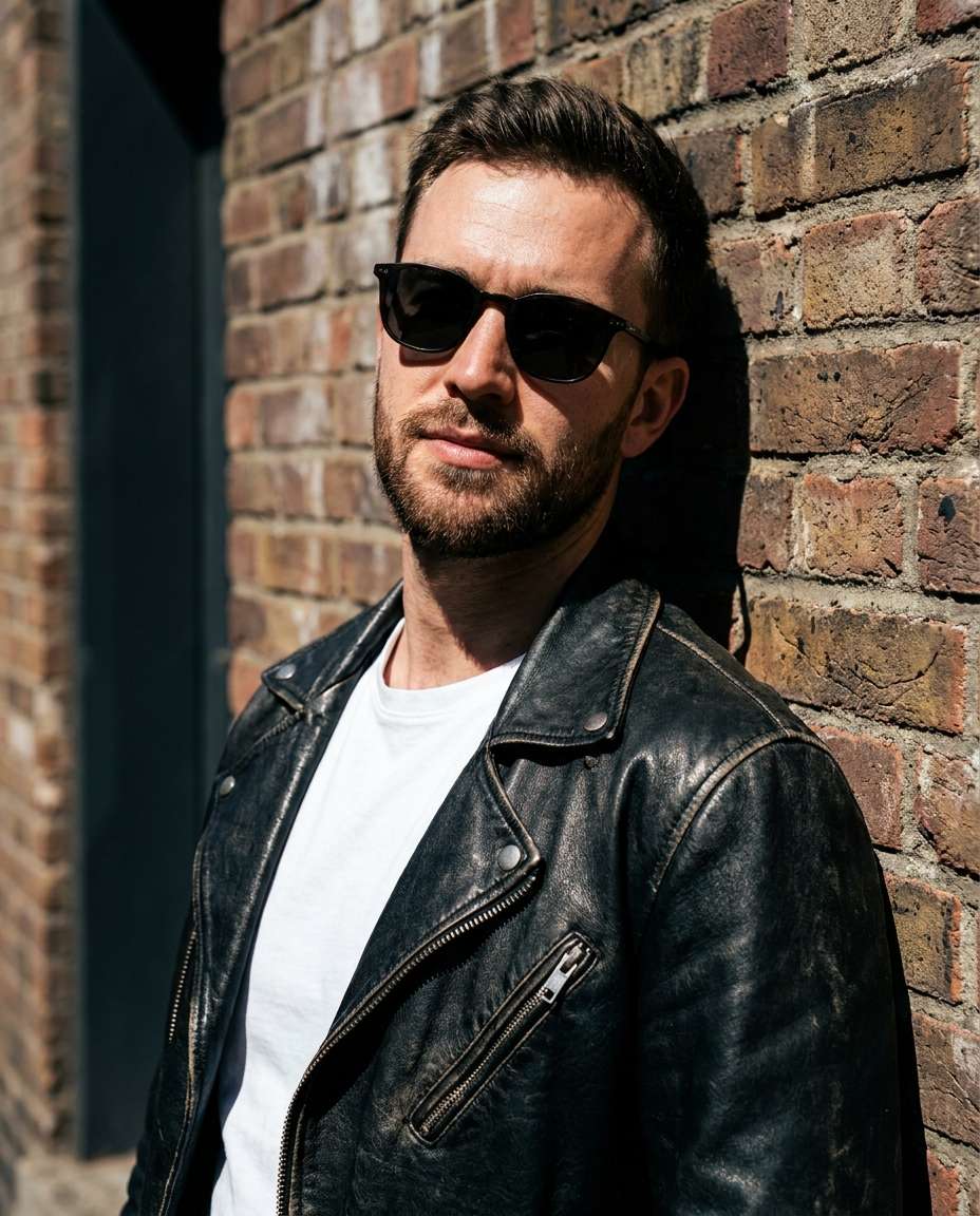 sunlit brick wall photo