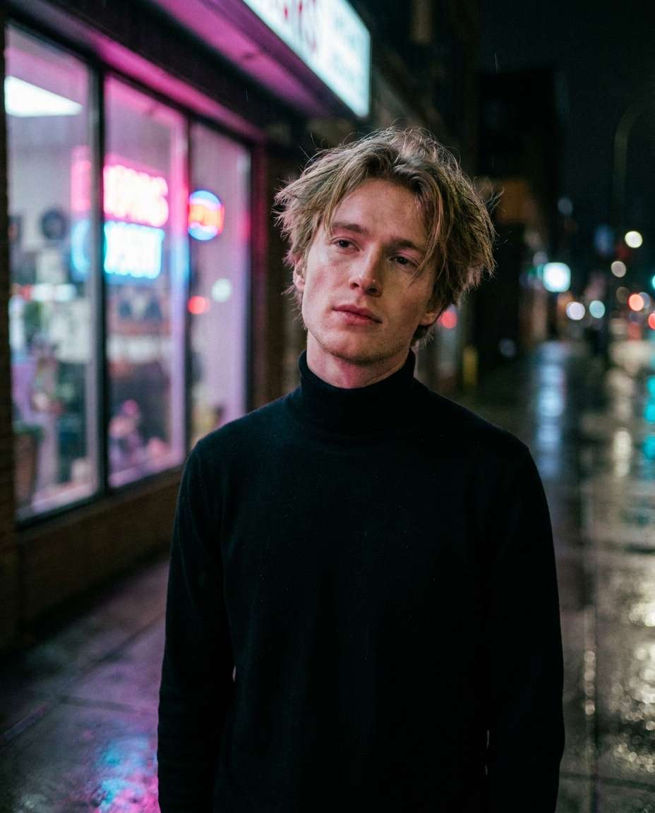 neon reflection night photo