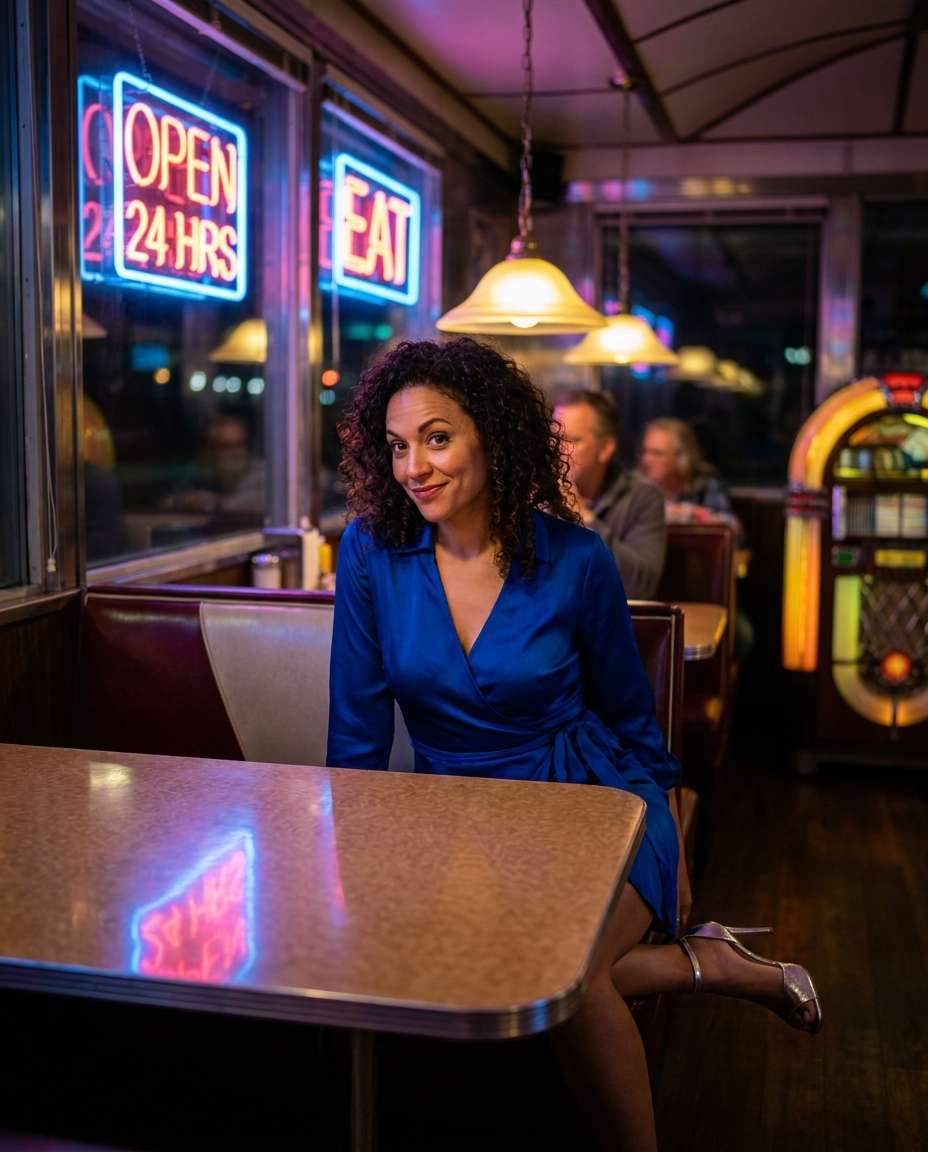 neon diner date photo